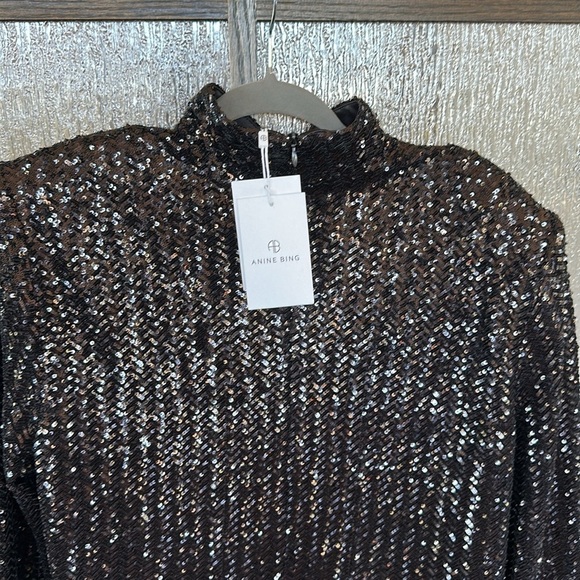 Anine Bing Josephine sequin black top size Medium NWT. - Picture 9 of 11